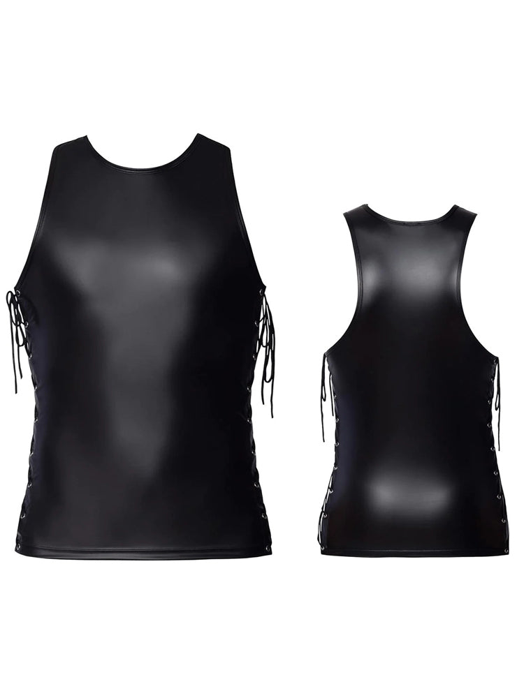 Men's Patent Leather Sexy Black Strap Set