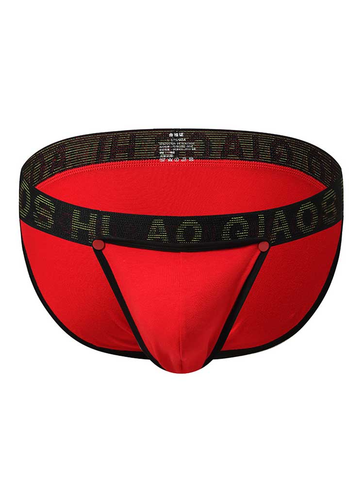 Men's High-Cut Buttons Large Pouch Cotton Briefs