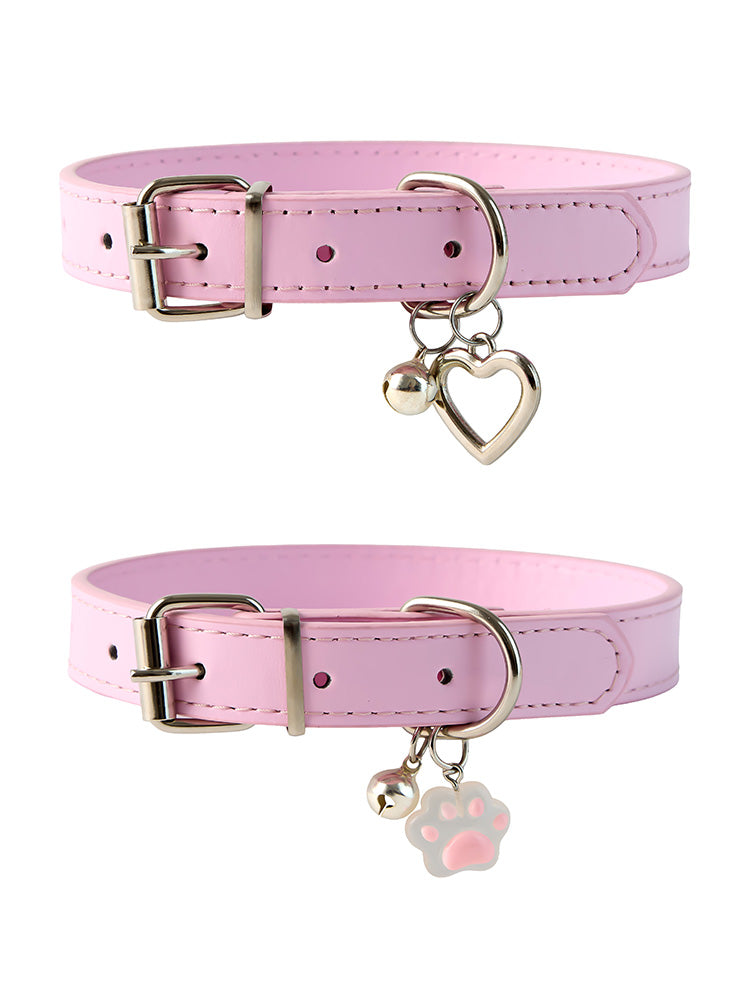 Sweet Cosplay Pink Dog Paw Heart Collar