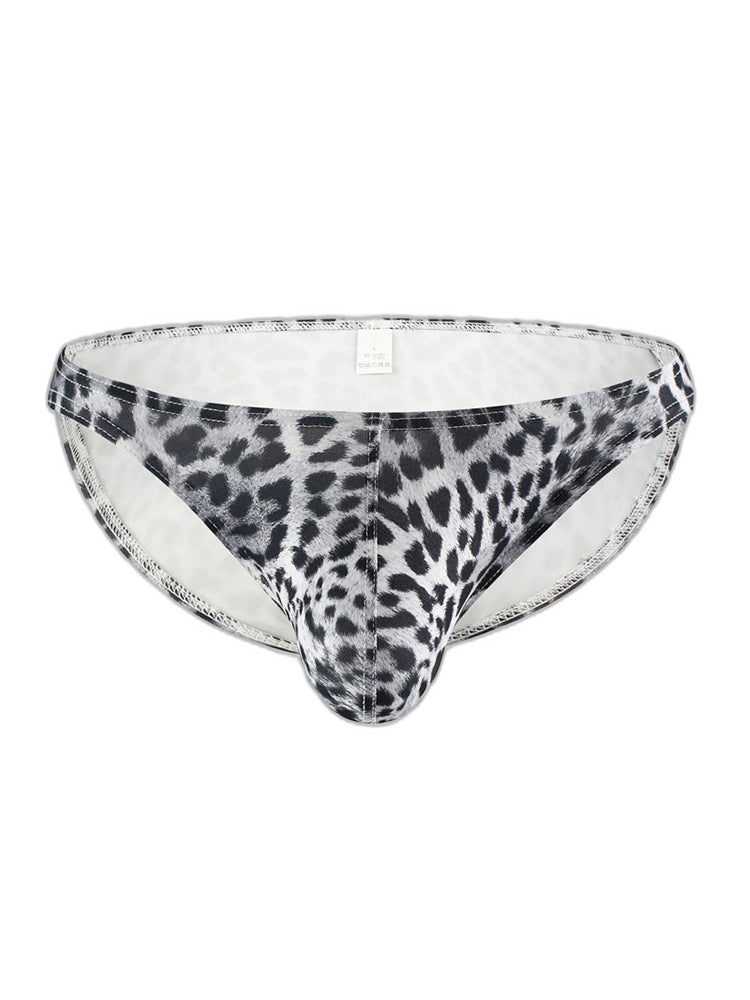 4 Pack Men's U-Convex Leopard Print Nylon Bikini