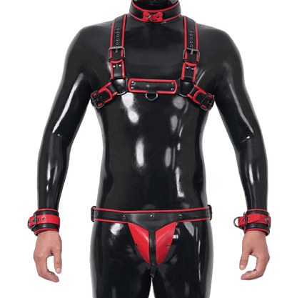 Furrjoi Harness, Cuff, Collar, Lead Underwear Bundle Red
