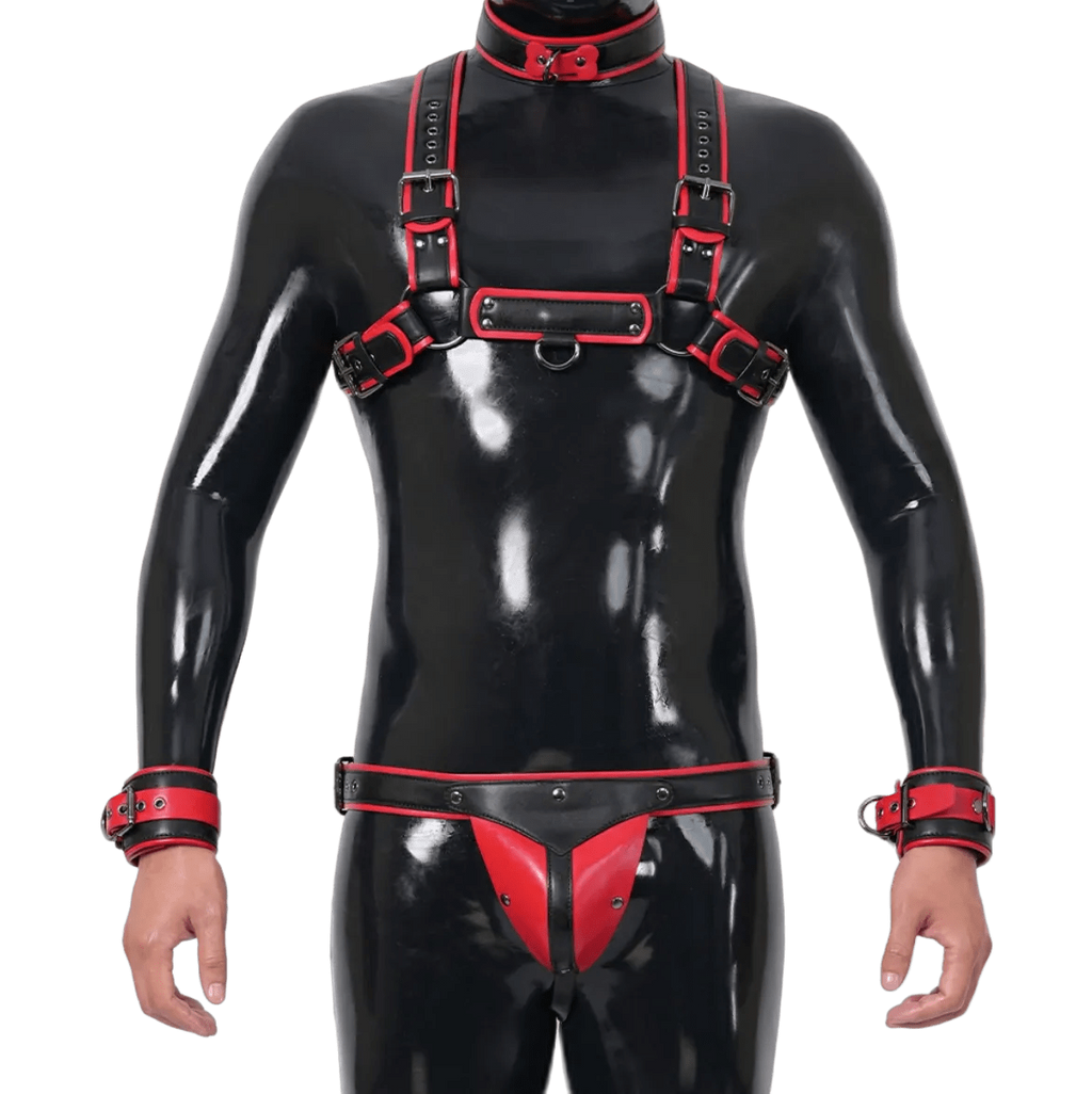 Furrjoi Harness, Cuff, Collar, Lead Underwear Bundle Red
