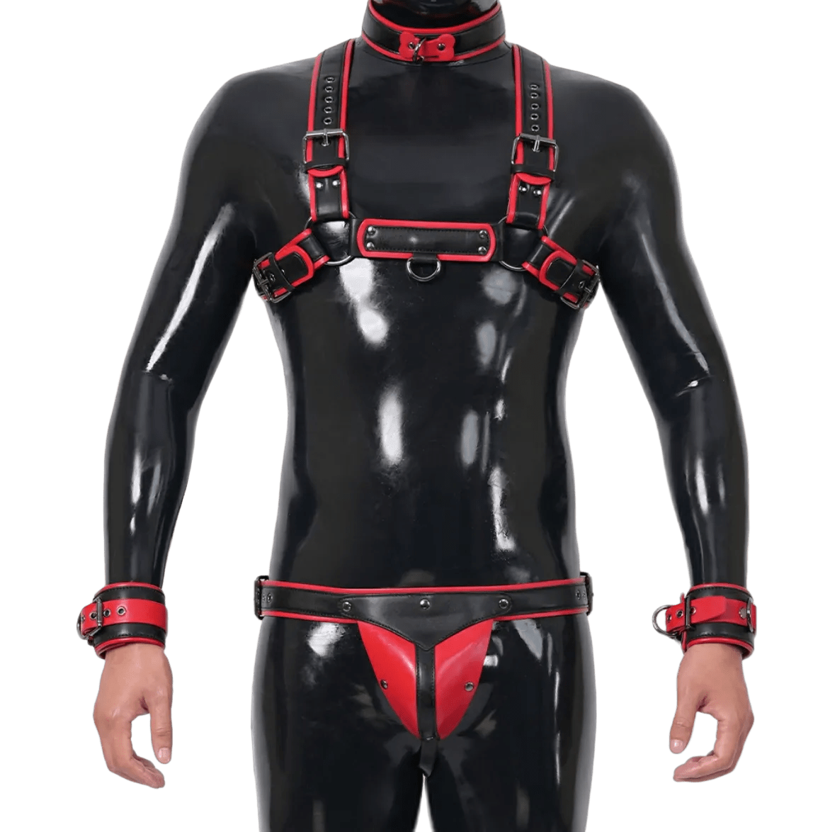 Furrjoi Harness, Cuff, Collar, Lead Underwear Bundle Red