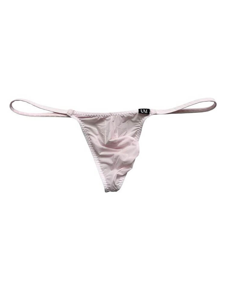Men's Sexy Ice Silk Large Pouch Thin Thong