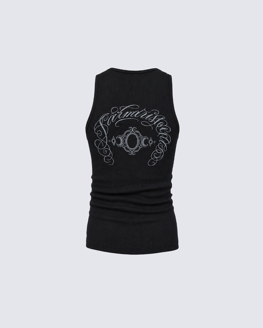 KIIKIO Gothic Cross Embroidered Slim Fit Ribbed Tank Top