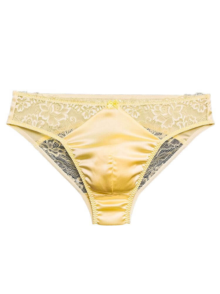 Men's Sexy Soft Lace Seamless Mulberry Silk Briefs