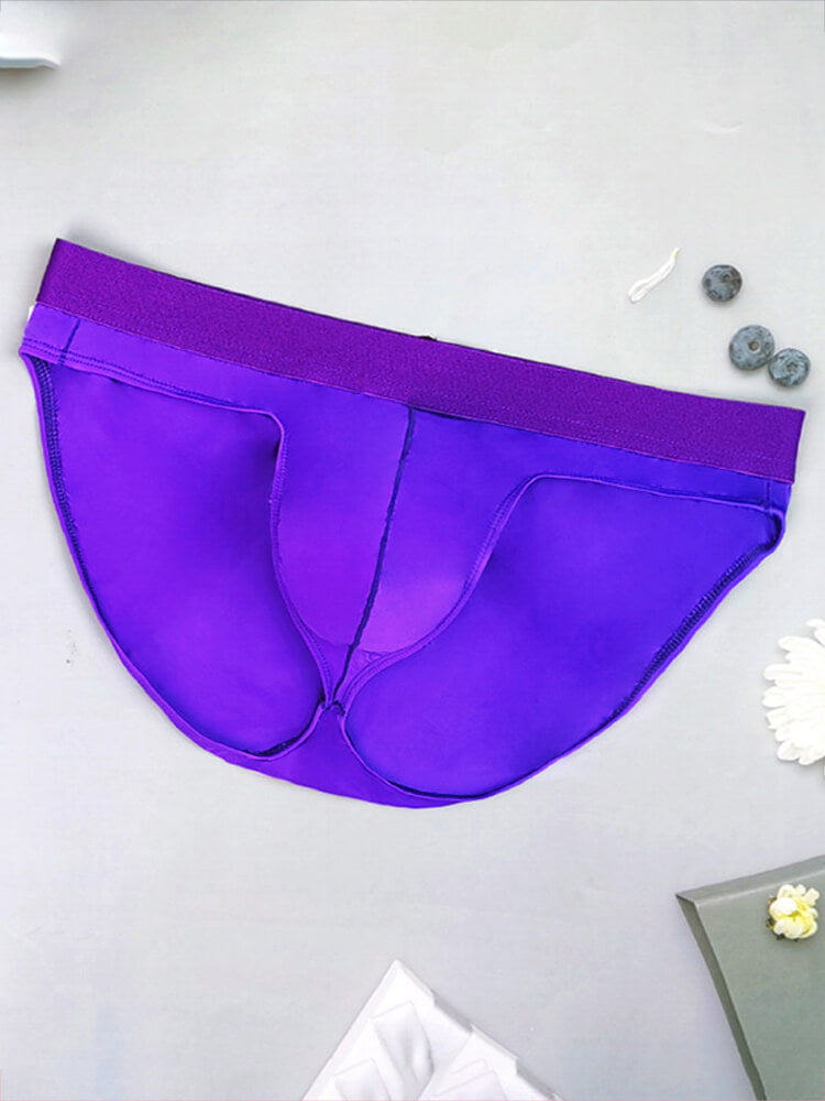 Men's Sexy Mid-Rise Purple High-Cut Athletic Briefs