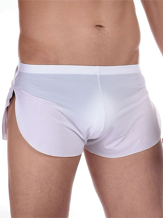 Men's Solid-Color Side Slits Ice Silk Boxer Briefs