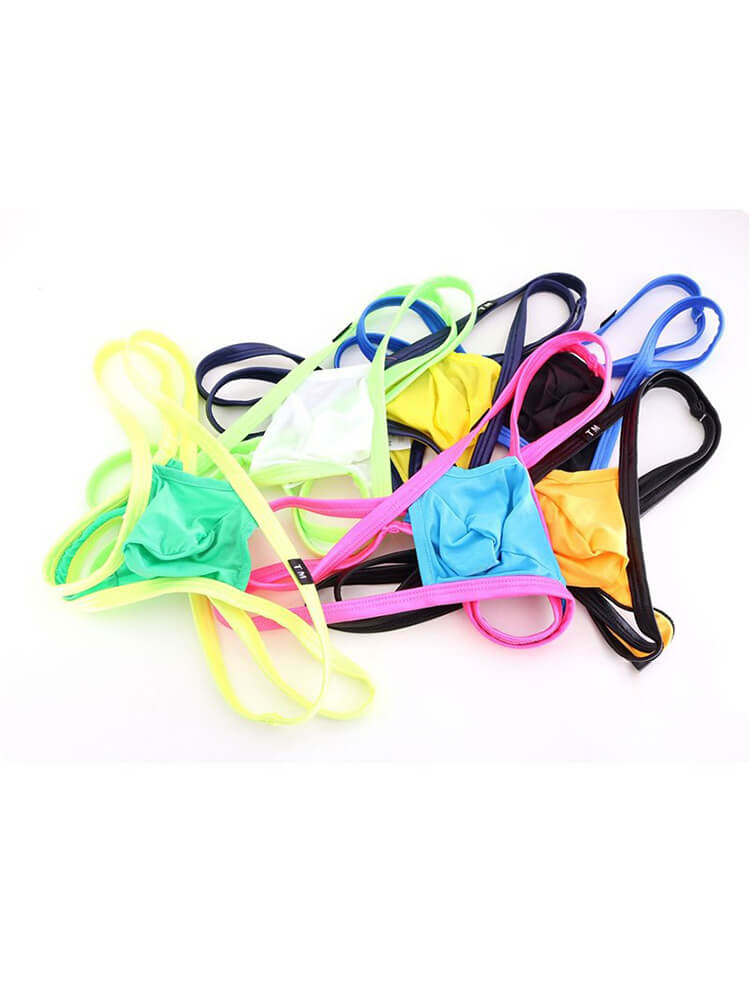 Men's Double Thin Strap Pouch Colorblock Briefs