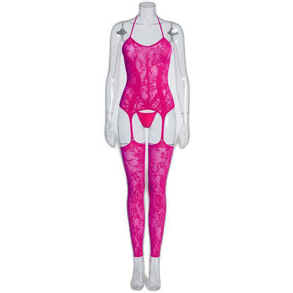 Front And Rear Cutout Mesh Bodysuit Lingerie