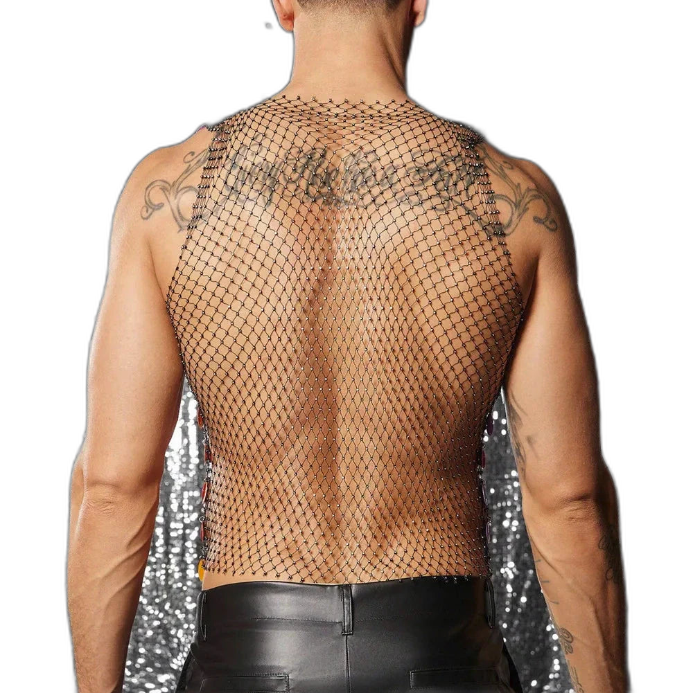 Rainbow Spectrum Sequin Mesh Tank