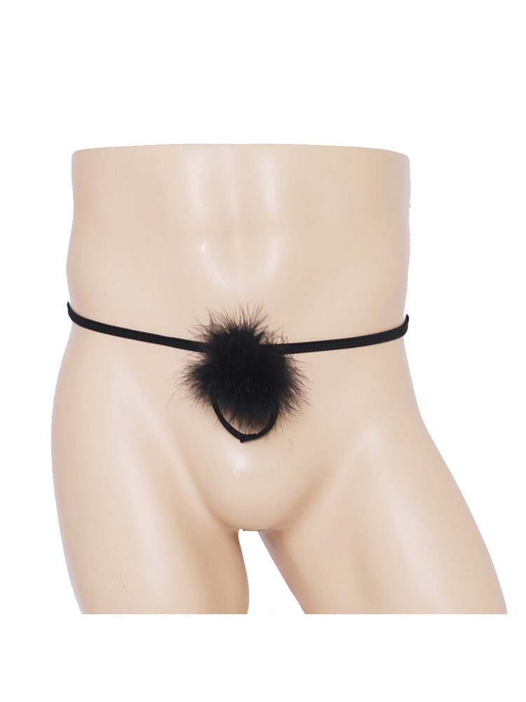 Men's Revealing Buttocks Fluffy Thong