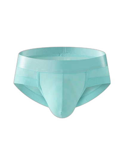 3 Pack Men's Cooling Silktech Briefs - U-Pouch Design & Checkered Antibacterial Lining