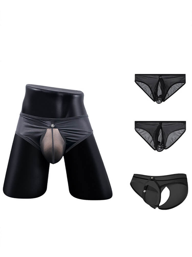 Men's Sexy See-Through Hollow Magnetic Pouch Briefs