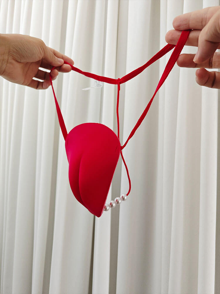 Men's Crossdressing Pearl Sponge Camel Toe Thong