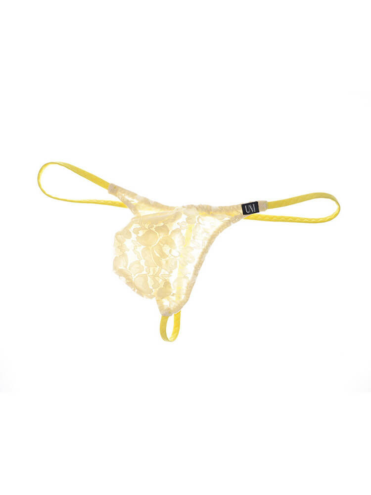 Men's Sexy Low-Rise Contoured Pouch Lace Thong
