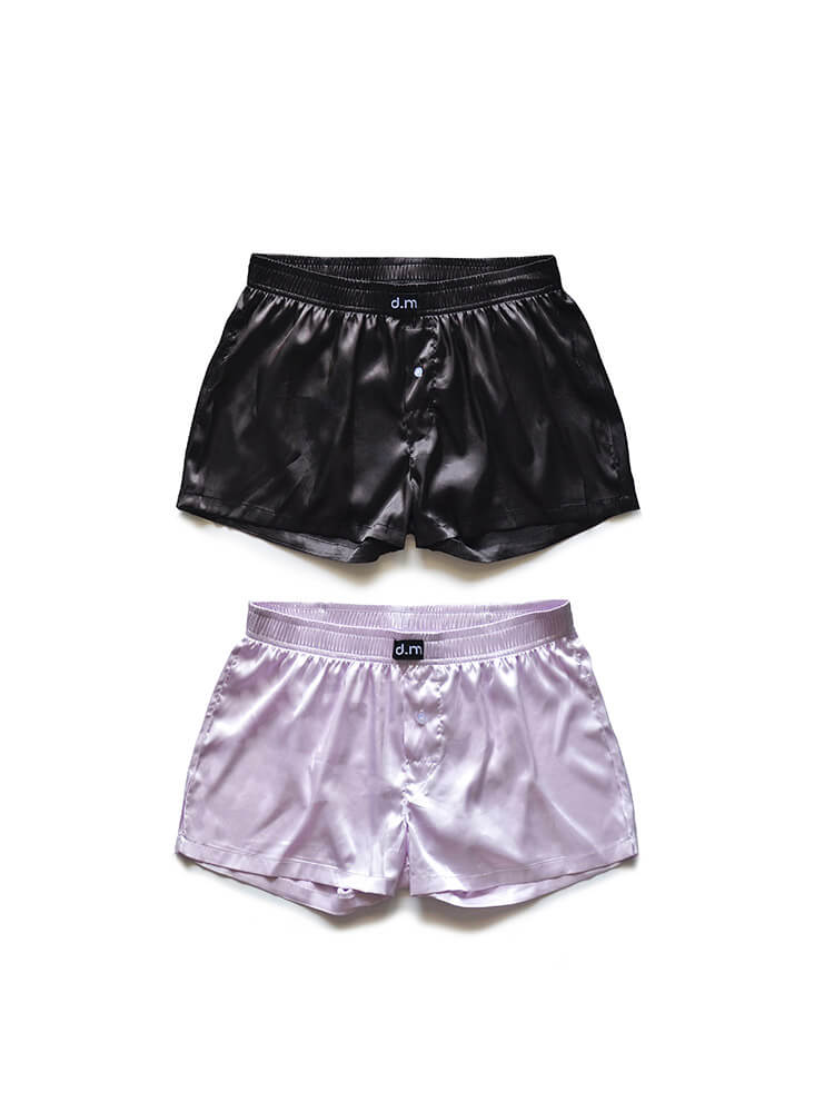 D.M Men's Loose Silky Simulated Silk Boxer Briefs