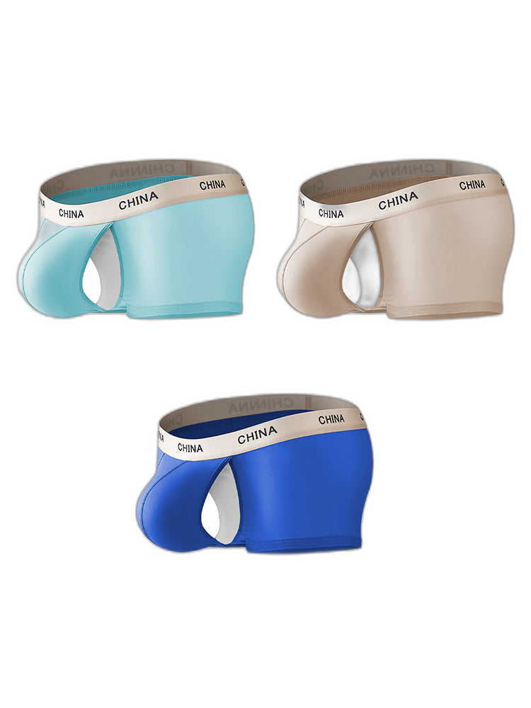 3 Pack Men's Ice Silk Bare-Sensation Breathable Lightweight Separating Trunks