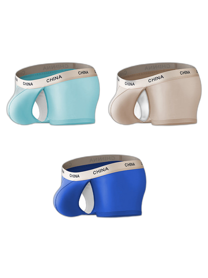 3 Pack Men's Ice Silk Bare-Sensation Breathable Lightweight Separating Trunks