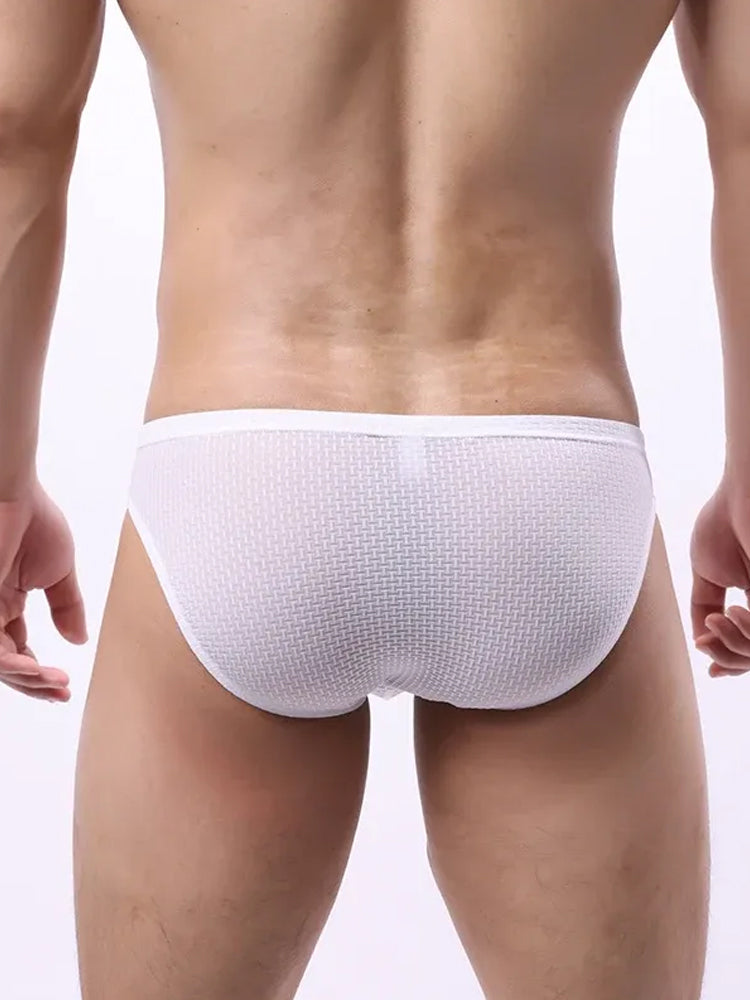 3 Pack Men's Nylon Plaid Lift Hip Briefs Triangle Briefs