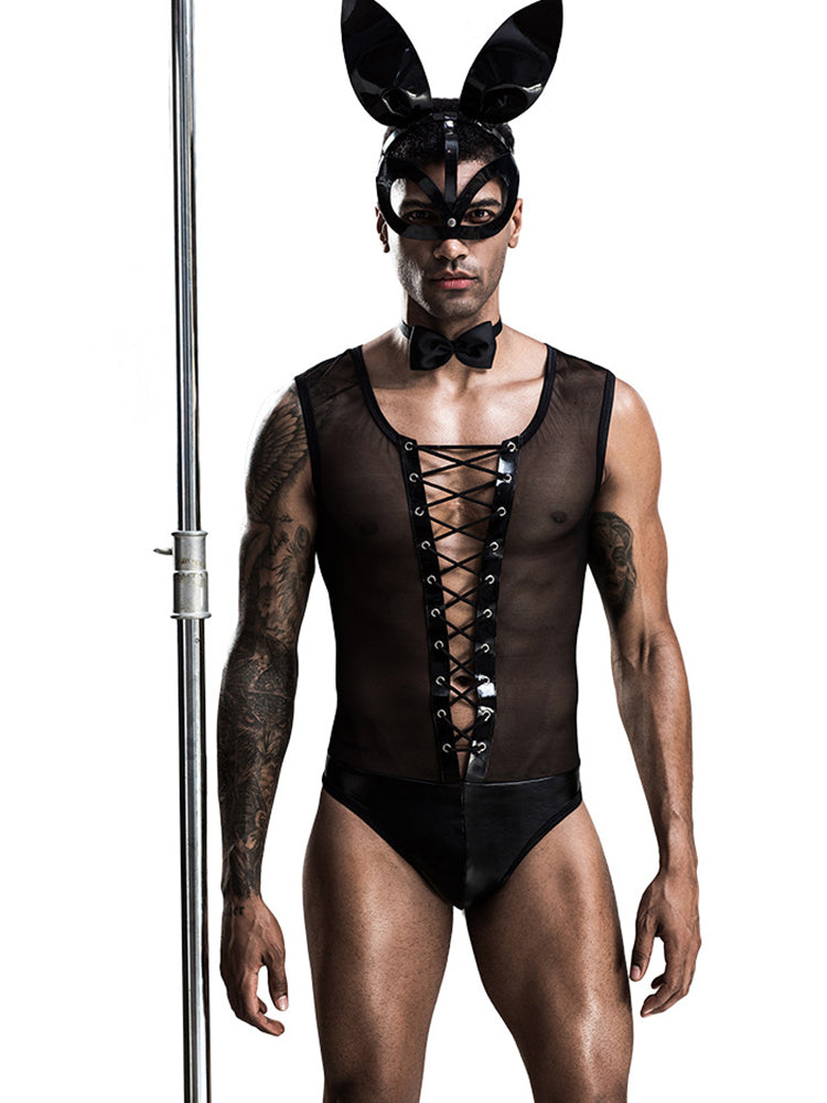 Black Sexy Rabbit Man Cosplay Suit