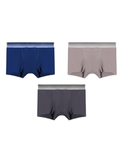 3 Pack Men's Breathable Threaded Fabric Ball Pouch Trunks