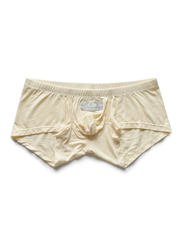 D.M Men's Mesh U-Convex Pouch Solid Boxer Briefs