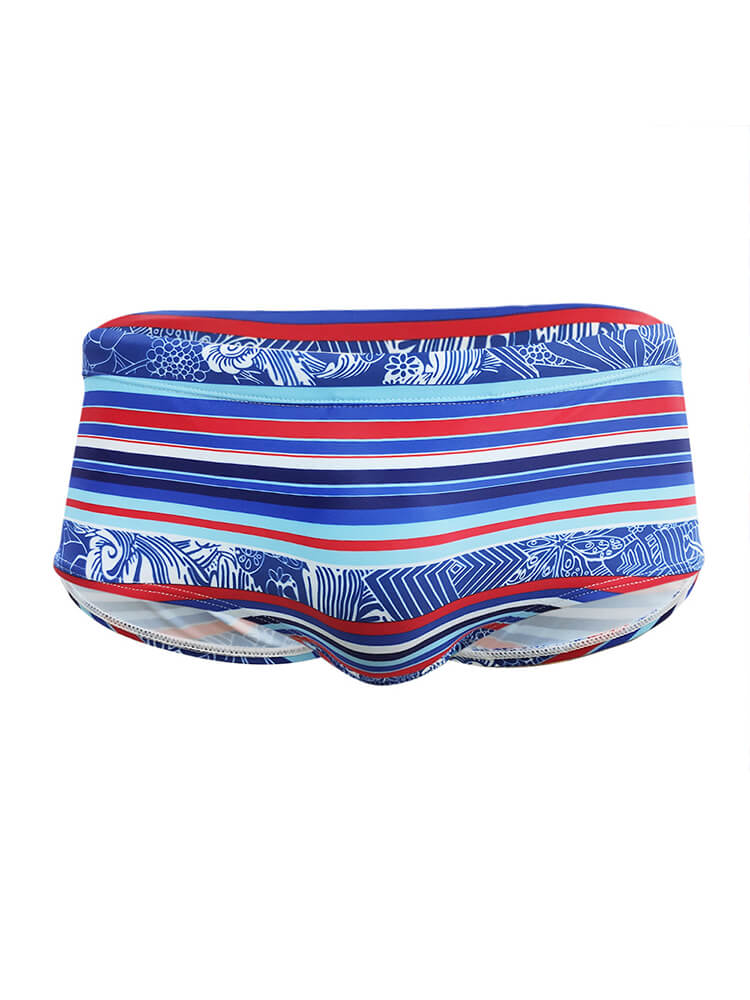 Men's Sexy Red Blue Striped Beach Swim Trunks