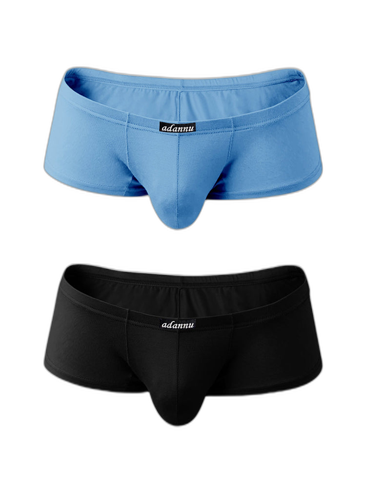 2 Pack Men's Sexy Low-rise Roomy Pouch Trunks