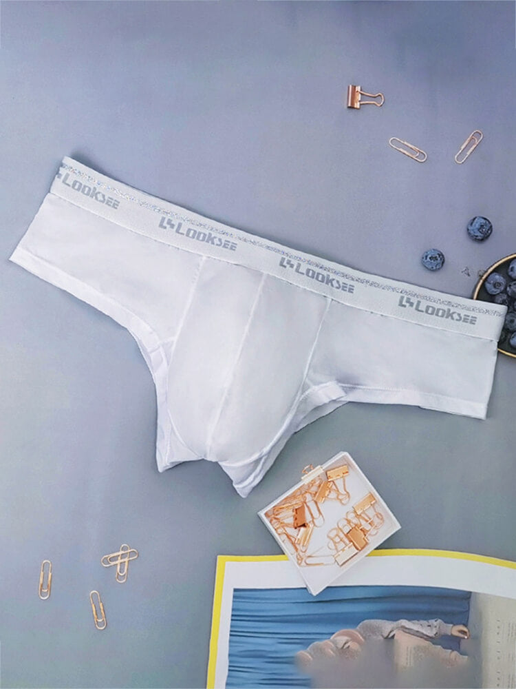 Men's Sexy White Ultra-Thin Ice Silk Boxer Briefs