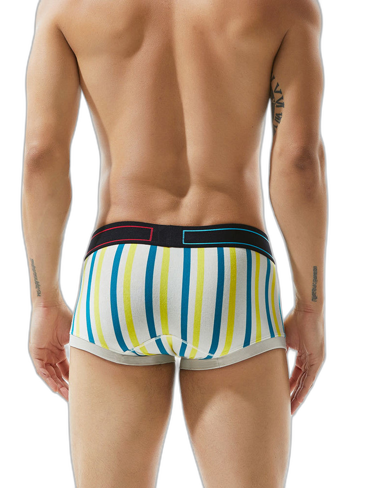 2 Pack Men's Colorful Striped U Convex Pouch Trunks