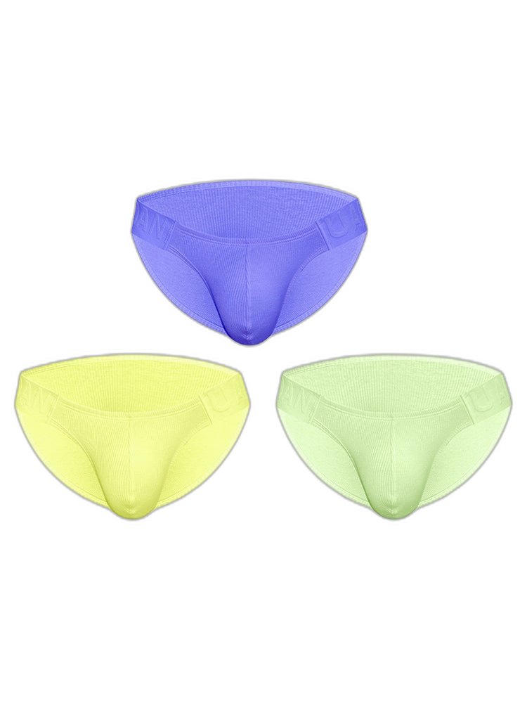 2 Pack Men's Solid Color Ribbed Cotton Sports Butt-Lifting Bikini