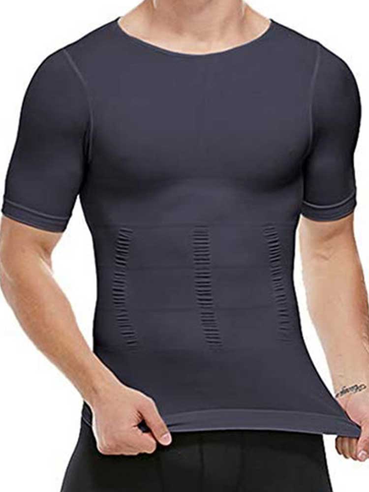 Men's Solid Color Slim Shaping T-shirt and Shorts
