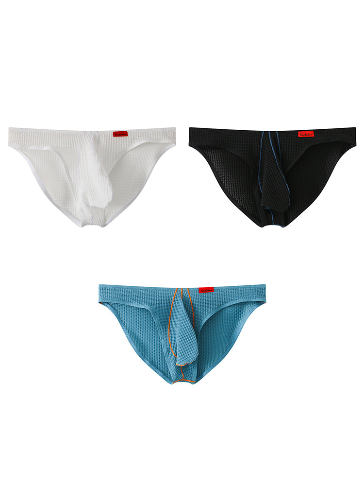 3 Pack Men's Ice Silk High-Elastic Breathable Briefs for Sports