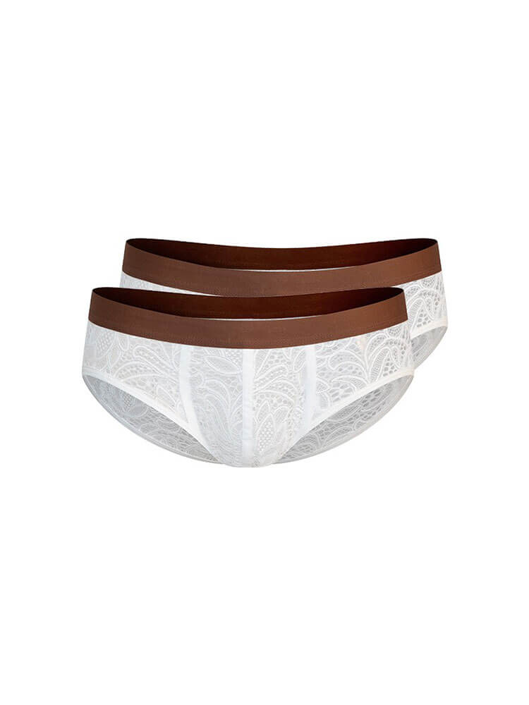 Men's Sexy Lace Cashew Pattern Cutout Briefs
