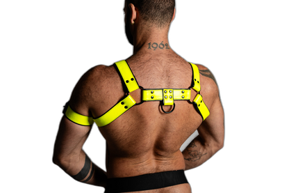 ruff GEAR Bold Leather Bulldog Harness Neon Yellow