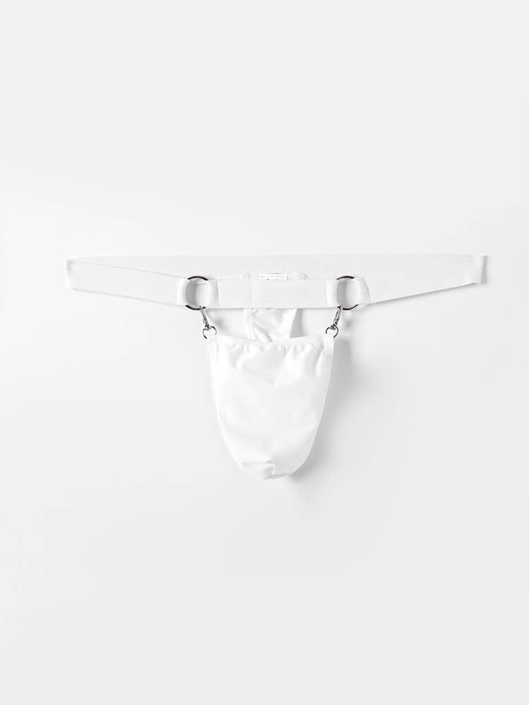 Men's Double Ring Splicing Solid Color Sexy Thong