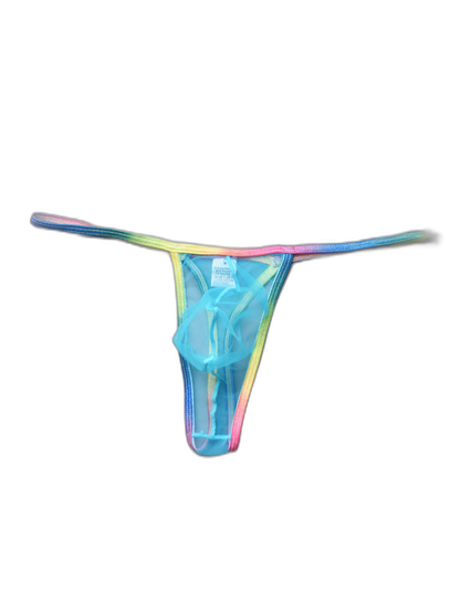 3-pack Men's Sexy Rainbow Transparent Convex Pouch Breathable Thong