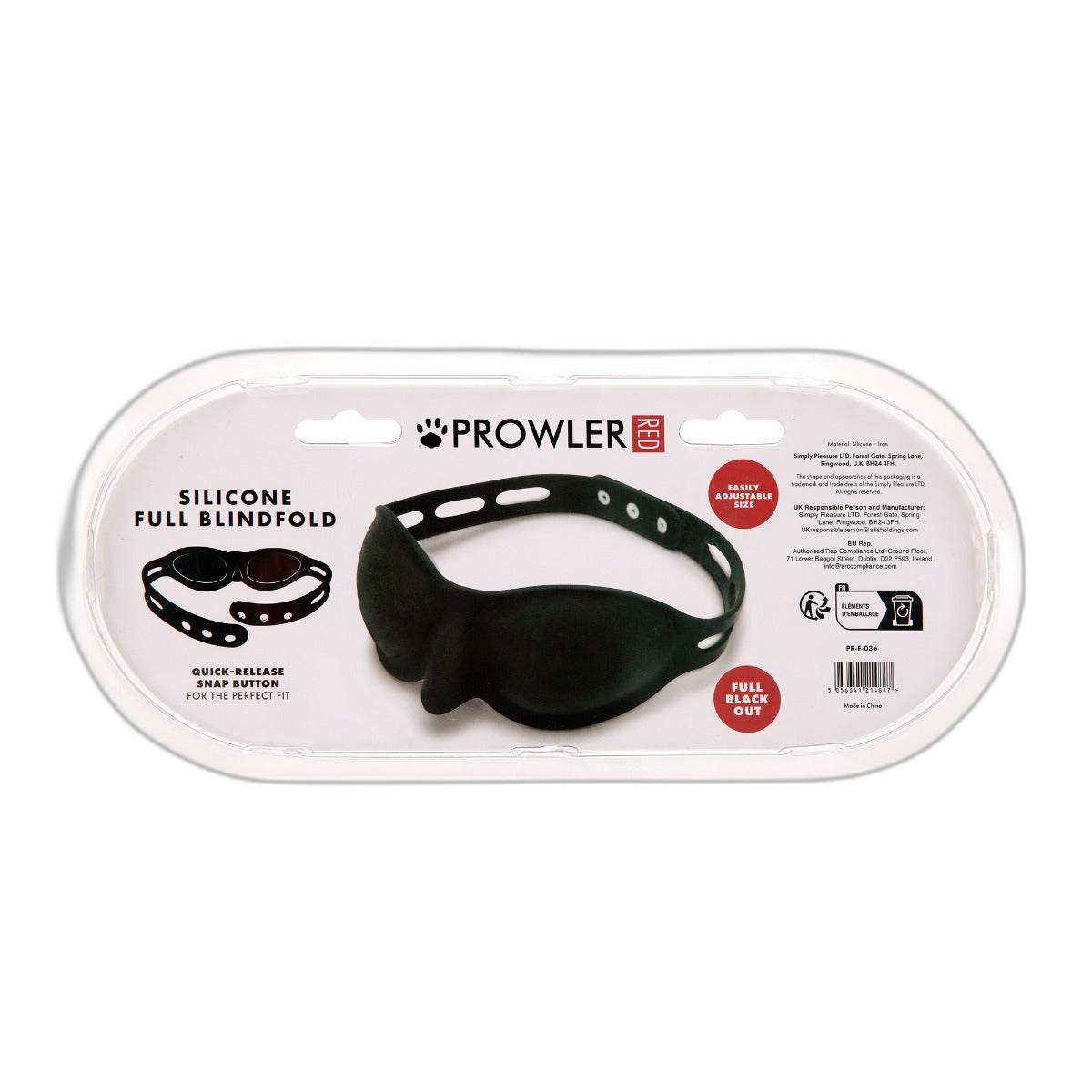 Prowler RED Silicone Full Blindfold Black