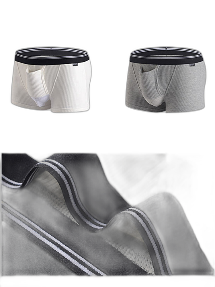 Solid Color Divided Pocket Trunks for Men