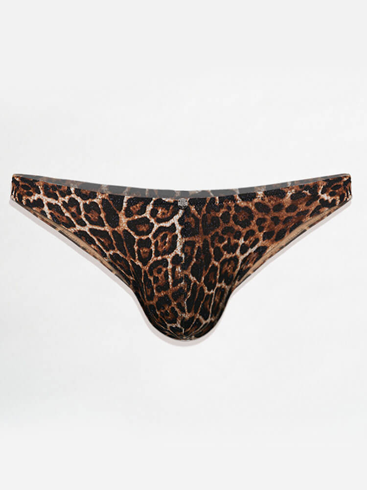 Men's Leopard-Print Semi-Cheeky Swim Briefs