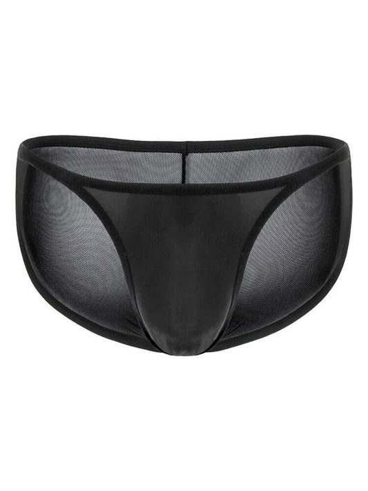 Men's Sexy High-Cut Mesh Solid Color Thin Briefs