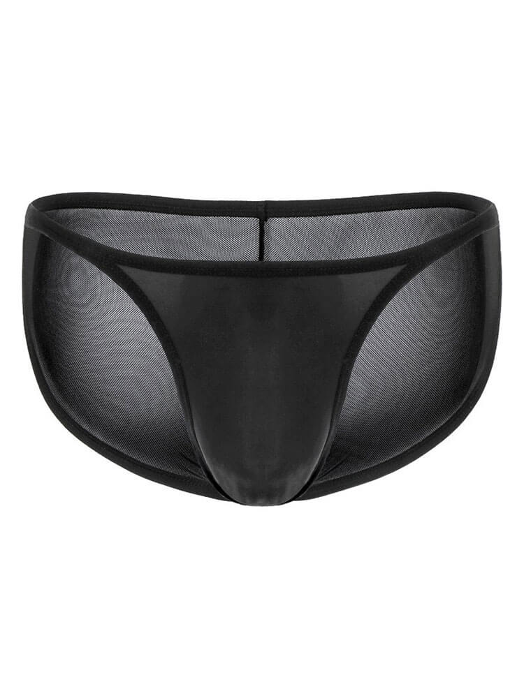 Men's Sexy High-Cut Mesh Solid Color Thin Briefs