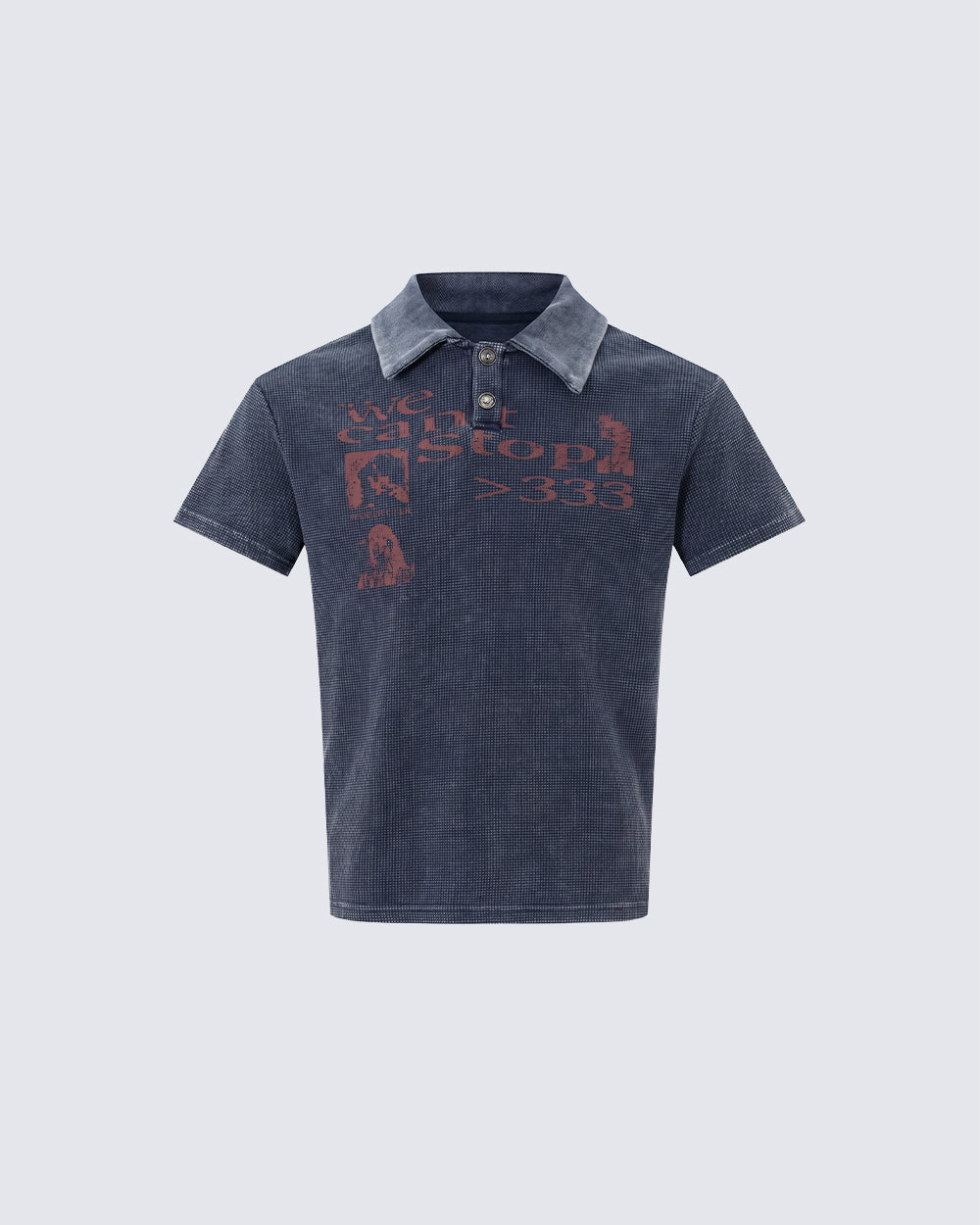 High Street Graphic Textured Washed New Polo T-Shirt