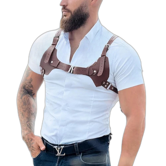 PU Leather Light Brown Chest Harness