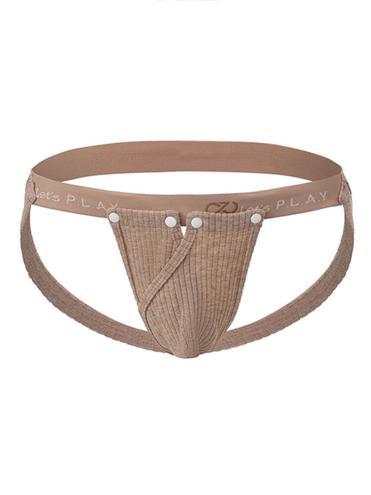 Men's Double Thong Elastic Ribbed Antibacterial Thong