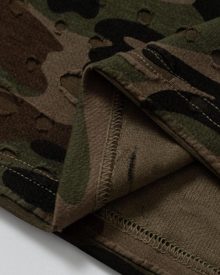 American Retro Wasteland Style Ripped Camouflage Vest