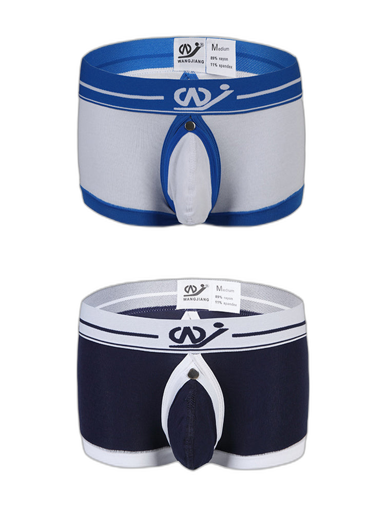2 Pack Men's Large Pouch Back Opening Sexy Trunks