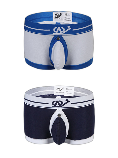 2 Pack Men's Large Pouch Back Opening Sexy Trunks