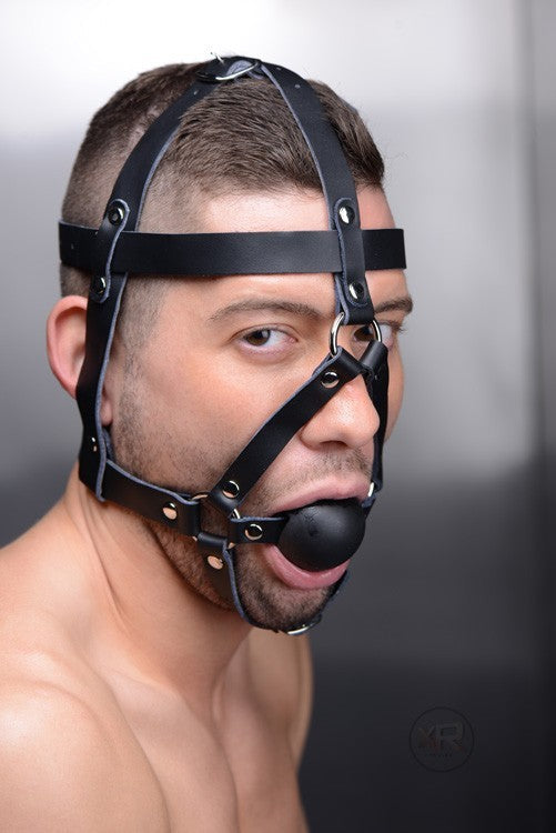 Leather Head Harness with Ball Gag